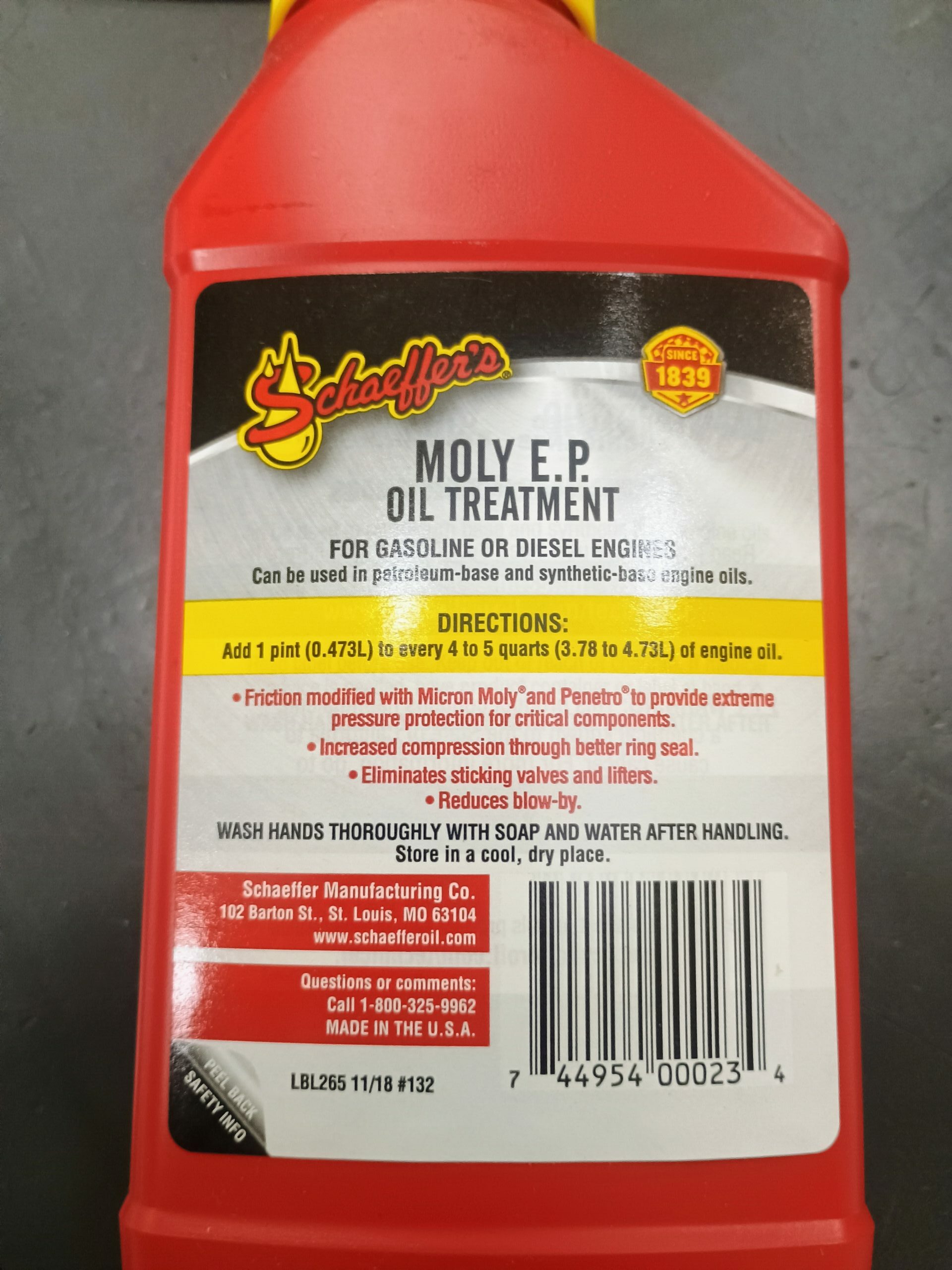 Schaeffer #132 Moly EP Pint Oil Treatment - Image 2